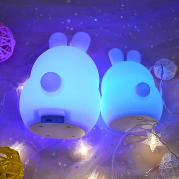 Trusis LED Nakts Vieglā Pieskāriena Sensoru, 9 Krāsas Silikona Zaķi, Lampas Akumulatora Barošanu Guļamistabas Gultas Lampa, Bērniem, Baby Dāvanu