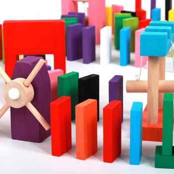 Sajauc Krāsas Domino Koka Rotaļlietas Bloki Drošību, Koka Rotaļlietas Bērniem, Intelektuālās Spēles Pieaugušajiem Antistresa Rotaļlieta Ģimenes Spēles Jaunums Dāvanas