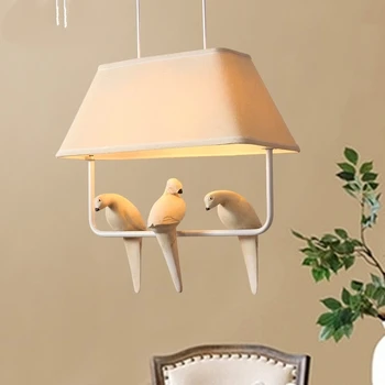 Mūsdienu piekariņu gaismas Putnu lampas vintage sveķu putnu auduma abažūrs virtuves apgaismojums ēdamistabā retro bēniņi karājas lampas
