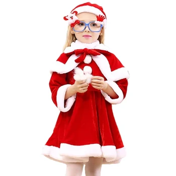 Ziemassvētku Kleita Meitenēm Santa Klausa Tērpu Bērnu Zēniem Cosplay Bērnu Apģērbu Komplekts ar garām Piedurknēm Sarkans Apģērbs Jauno Gadu Valkāt Cute
