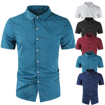 Jauns Vīriešu Biznesa Kleita Krekls Modes Gadījuma Īss Piedurknēm Krekls Slim Fit Vīriešu Sociālā Zīmola Kleita Top Apģērbu Mīkstu Ērti