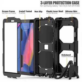 Case For Samsung Galaxy Tab 8.0 collu 2019 S Pen SM-P200 SM-P205 Segtu Triecienizturīgs Bruņas lieljaudas Silikona mazulis droši Stāvēt gadījumā
