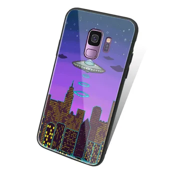 Pikseļu estētisko indie mākslas ainavu mīksta silikona Stikla Tālrunis Case apvalks priekš Samsung Galaxy S8 S9 S10e S10 Piezīme 8 9 10 Plus
