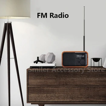 Bezvadu Bluetooth Skaļruni, Portatīvo FM Radio Tālvadības pulti Mini Retro Koka Basu Skaļrunis Kastē ar Ekrāna Displejs Modinātājs