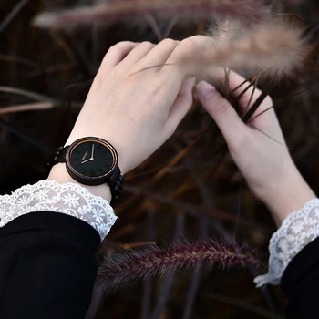 DODO BRIEŽU Modes Koka Skatīties uz Sieviešu Kvarca Dāmas Gadījuma Sieviešu rokas Pulkstenis Lady женские часы Ebony Uhren Damen Dāvanu Kastē