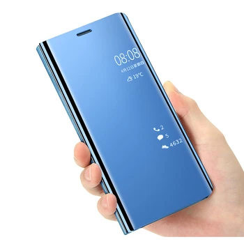 Flip Maciņš, Skaidrs, Tālrunis Case For Samsung Galaxy A7 Līdz 2017. Smart Mirror Apskatīt PU Ādas Stāvēt Turētāja Vāciņš Samsung A7 2017