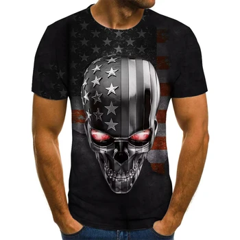 Smieklīgi Galvaskausa Vīriešu T-krekls Vīriešu Grim Reaper 3DT-Krekli Punk Stila Zēns Vasaras Modes Apģērbu O-veida Kakla Topi Plus Lieluma Street Wear