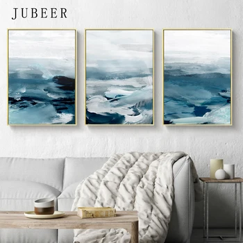Mūsdienu ūdens krāsa zila jūra audekls drukāt plakātu Bez rāmja sienas mākslas audekls attēlu, mājas dekors dzīvojamā istaba sienas gleznojums