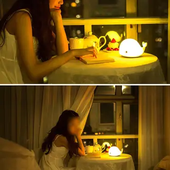 LED Dzīvnieku Vaļu Nakts Apgaismojums, USB, Silikona LED Karikatūra Lampas Guļamistabas Gultas Guļ Gaismas Bērniem Dāvanu