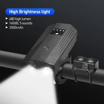 480 Augstas Lūmeni Velosipēds Gaismas Smart Gaismas Sensoru 140dB Liela Ragu USB 2000mAh Uzlādējams Velo Lukturīti LED Lukturu