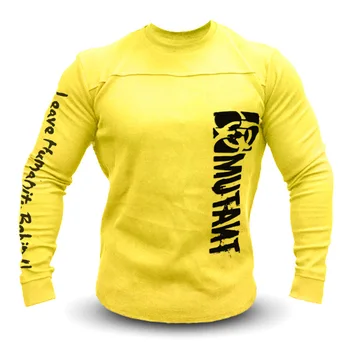 Vīriešu sporta zāle skriešanas muskuļi izmantot fitnesa garām piedurknēm vīriešu sporta T-krekls, džemperis kokvilnas apmācību tērps plus lieluma zeķbikses