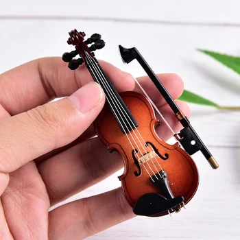 8cm Koka Mūzikas Instrumentu Kolekcijas Dekoratīvi Rotājumi Modelis Apdare Dāvanas Karstā Mini Vijole Ar Atbalstu Miniatūras