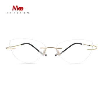 Meeshow Sakausējuma Bez Apmales Brilles Rāmis Sievietēm Īpaši Vieglas Brilles Recepšu Bezrāmju Kaķu Acu Miopija Optisko Rāmis 8522