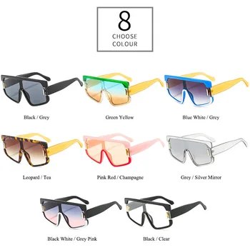 SHAUNA Kniedes Lielajam Sieviešu Kontrasta Krāsu Personības viengabala Laukumā Saulesbrilles Moderns Liels Rāmis Brilles UV400