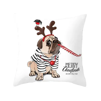 Spilvendrānā 45 * 45CM karikatūra Ziemassvētku suns drukāt rakstu spilvendrāna home hotel holiday apdare laukumā spilvendrāna