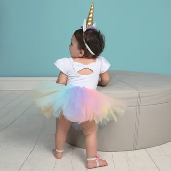 Jaundzimušiem Bērniem, Baby Meitenes Kleita Unicorn Romper Bodysuit Loku Mini Tutu Svārki Kleita 3Pcs Unicorn Cepures Apģērbs Nosaka Drēbes 0-24M