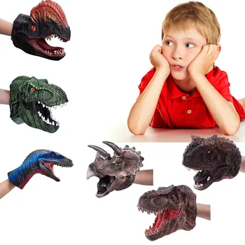 Mīksta Dinozaura Roku Leļļu Tyrannosaurus Rex Galvas Roku Leļļu Attēls Cimdi Rotaļlietas Bērnu Lomu Spēli, Dāvanu