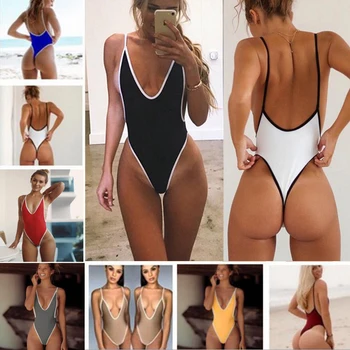 Sievietes Cieta Sexy Bikini Vienu gab. Backless Brazīlijas Peldkostīmu Sieviešu peldkostīmu Bodysuit Beach karstā 2019 Jaunas Peldbikses Monokini