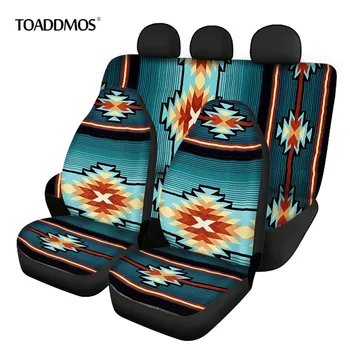 TOADDMOS Tradicionālo Tautas Acteku 3D Modelis Transportlīdzekļa Sēdekļa Aizsargs Priekšējā un Aizmugurējā Auto Paklājs Sedz Auto Intorior Sēdekļu Apdare