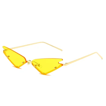 Modes Sievietes, Kaķu Acu Sunglasse Zīmolu Dizains, Metāla, bez apmales, Saules Brilles Luksusa Dāma Spogulis Sunglass UV400 Toņos Briļļu oculos