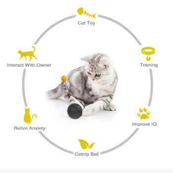 Interaktīvais Kaķis Rotaļlietas Spin Režīmā ar Riteņiem Catnip Pet Cat Bumbu Rotaļlieta Funny Pet Spēli Kaķis Piegādēm, Nav Nepieciešams Akumulators