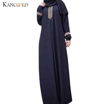 KANCOOLD Sieviešu Plus Size Print Abaya Jilbab Musulmaņu Maxi Kleita Gadījuma Kaftan Gara Kleita musulmaņu sieviešu drēbes