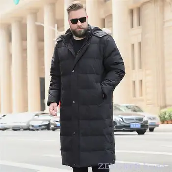 Ziemas vīriešu plus lieluma ilgi vīrietis 10XL plus lieluma cilvēks pīļu dūnu jaka 9XL ziemas jaka vīriešiem zīmola dūnu jaka kažokādas kapuci