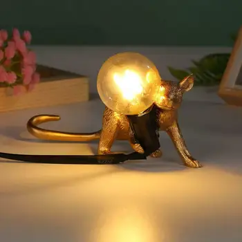 Dreamburgh Ziemeļvalstu Sveķu Žurkas, Peles Lampas LED Galda Lampas Modernās Mazo Mini Golden Peli, Gudrs LED Galda Lampa Mājas Dekori Galda Gaismas