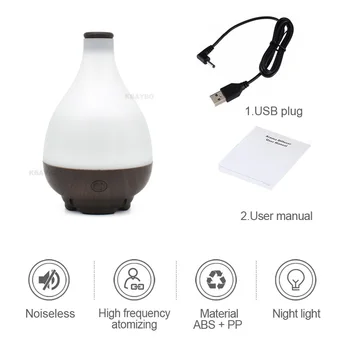 KBAYBO 95ml Mini gaisa gaisa mitrinātāju, ēteriskās eļļas difuzoru ar siltu LED nakts gaisma mājas guļamistaba aromterapijas atdzist migla maker