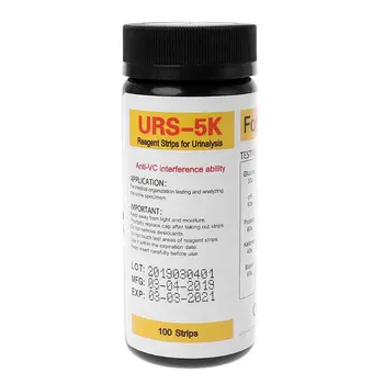100gab URS-5K Glikozes pH, Olbaltumvielu Ketona Asins Urīna Testa plāksnīti, Reaģenta Sloksnes Urīna analīze Ar Anti-MK