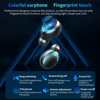 Bluetooth EarphoneTWS V5.0 9D Stereo Bezvadu Austiņas Sporta Ūdensizturīgs Austiņas Mini Taisnība Bezvadu Earbuds, lai mobilais