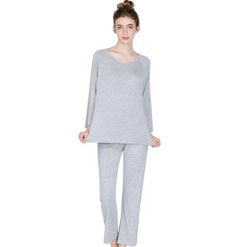 Jauno Sieviešu 2 Gab Pidžamas Komplekti Sleepwear Gadījuma Augsta Elastība Rudens Ziemas Kokvilnas Gadījuma Zaudēt Pidžamas Komplekti Pyjama Femme
