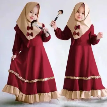 SAGACE Bērniem Meiteņu Apģērbu Komplekti, Zīdainis, Mazulis, Bērns, Meitene, Musulmaņu Ramadāna Abaya Dubaija Drēbes, Tradicionālo Apģērbu Kleita Musulmaņu kleita