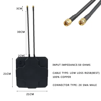 2*22dBi āra 4G LTE MIMO antenas,LTE dual polarizācijas panel antenas SMA -Male connector 30 cm kabeļa